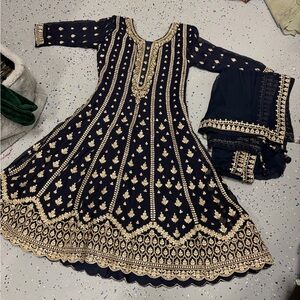 Brand new navy blue and gold Sharara Set